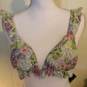 Ruffled floral bikini top